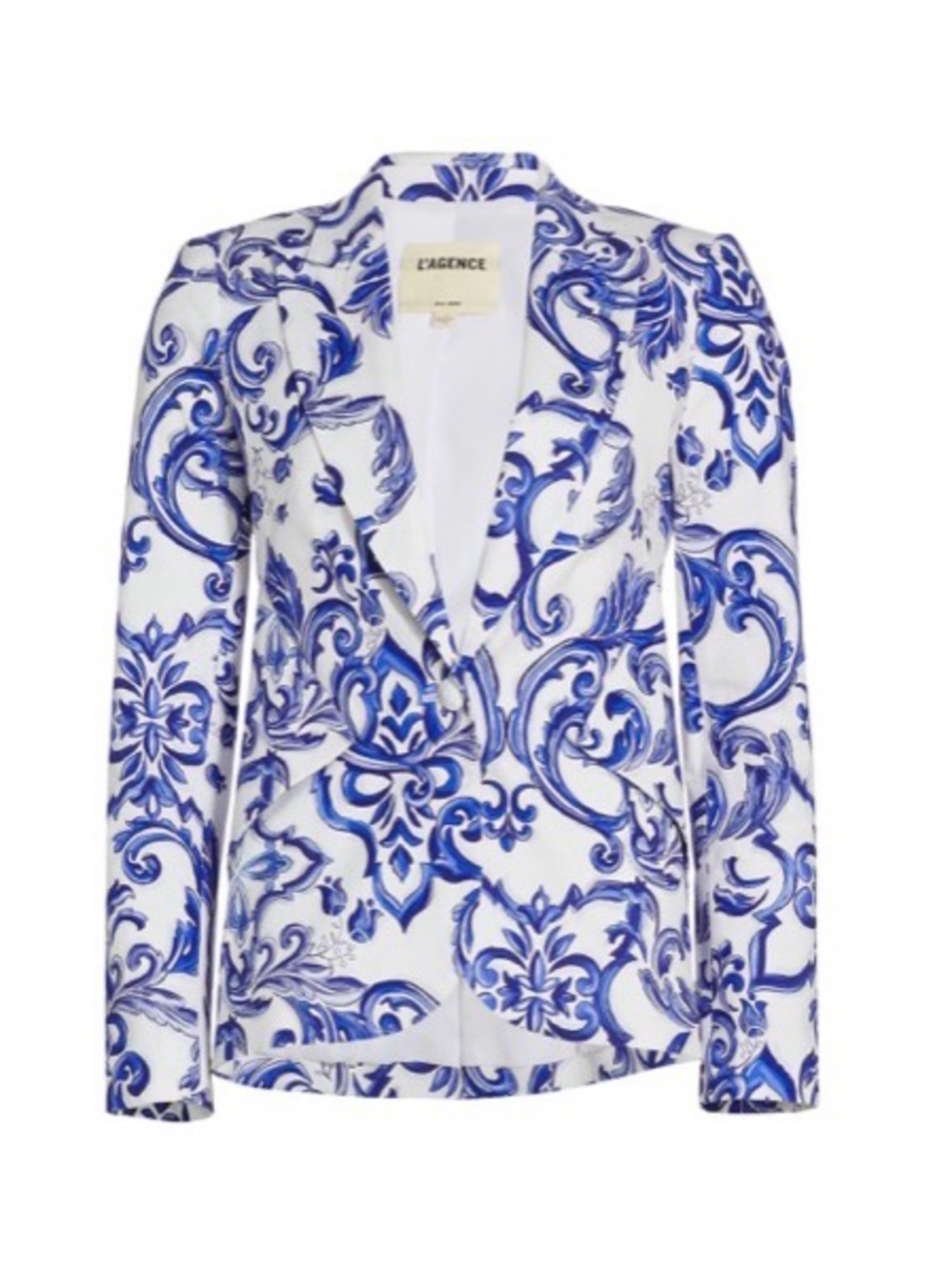 L'AGENCE Chamberlain Painterly Blue and White Mediterranean Blazer
